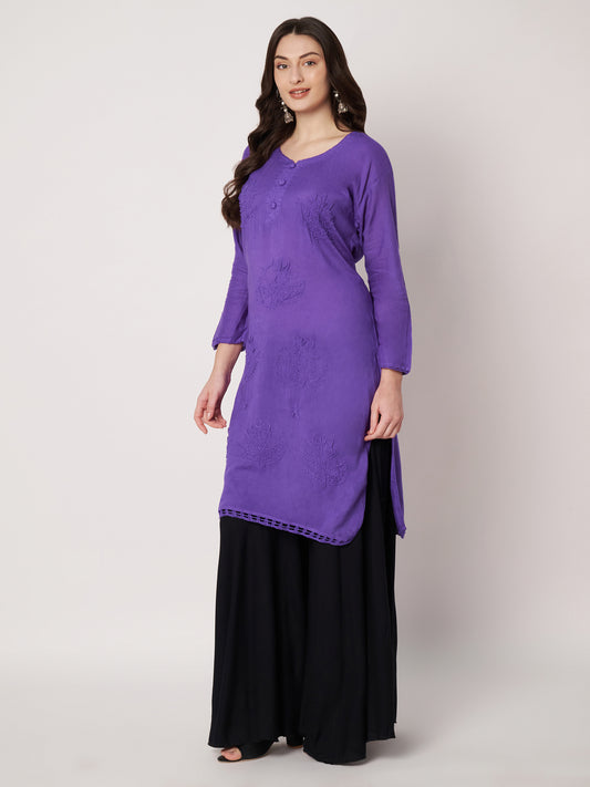Kuberakshi -Chikankari Kurtis- Purple |women |Girls