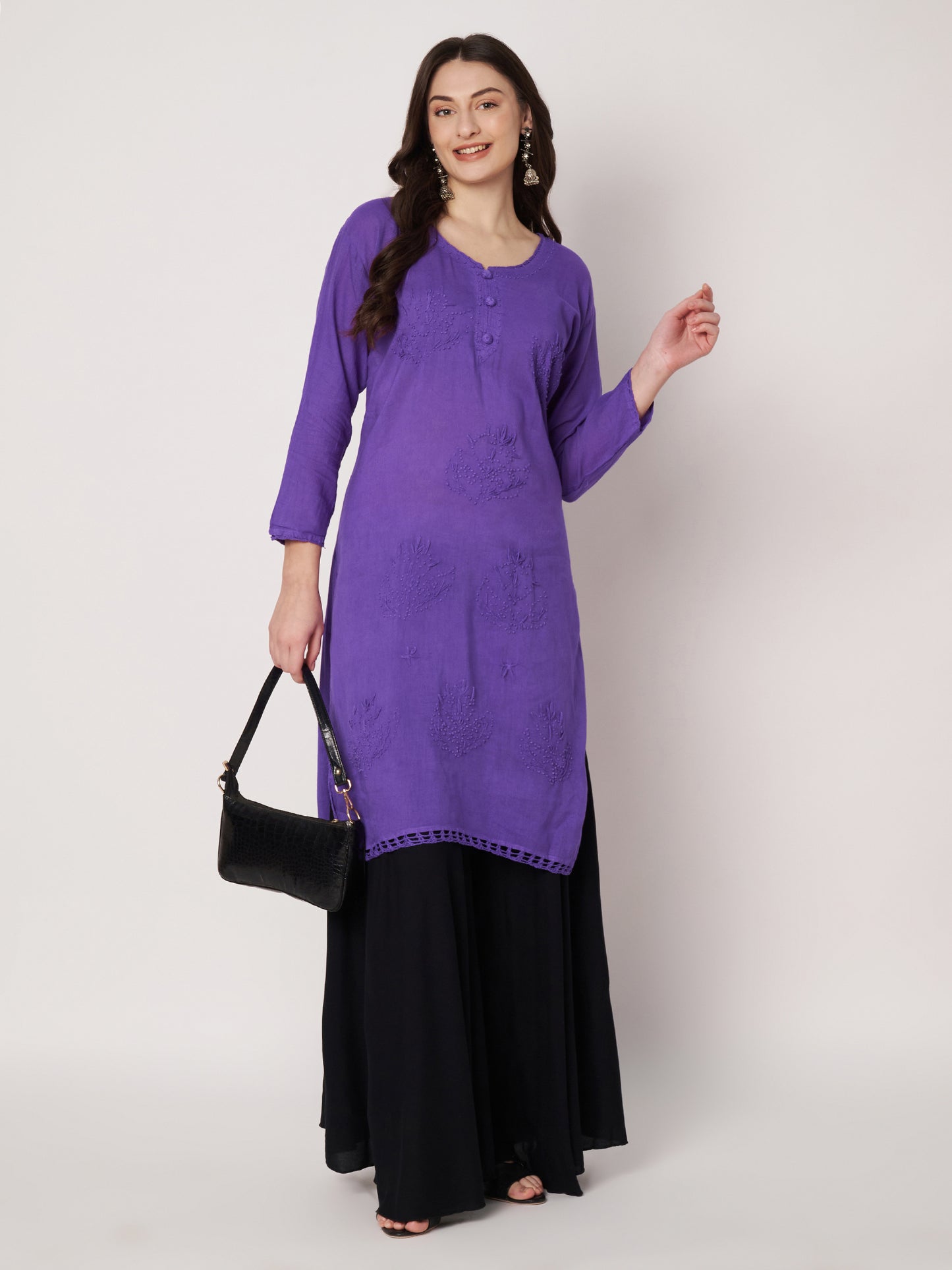 Kuberakshi -Chikankari Kurtis- Purple |women |Girls