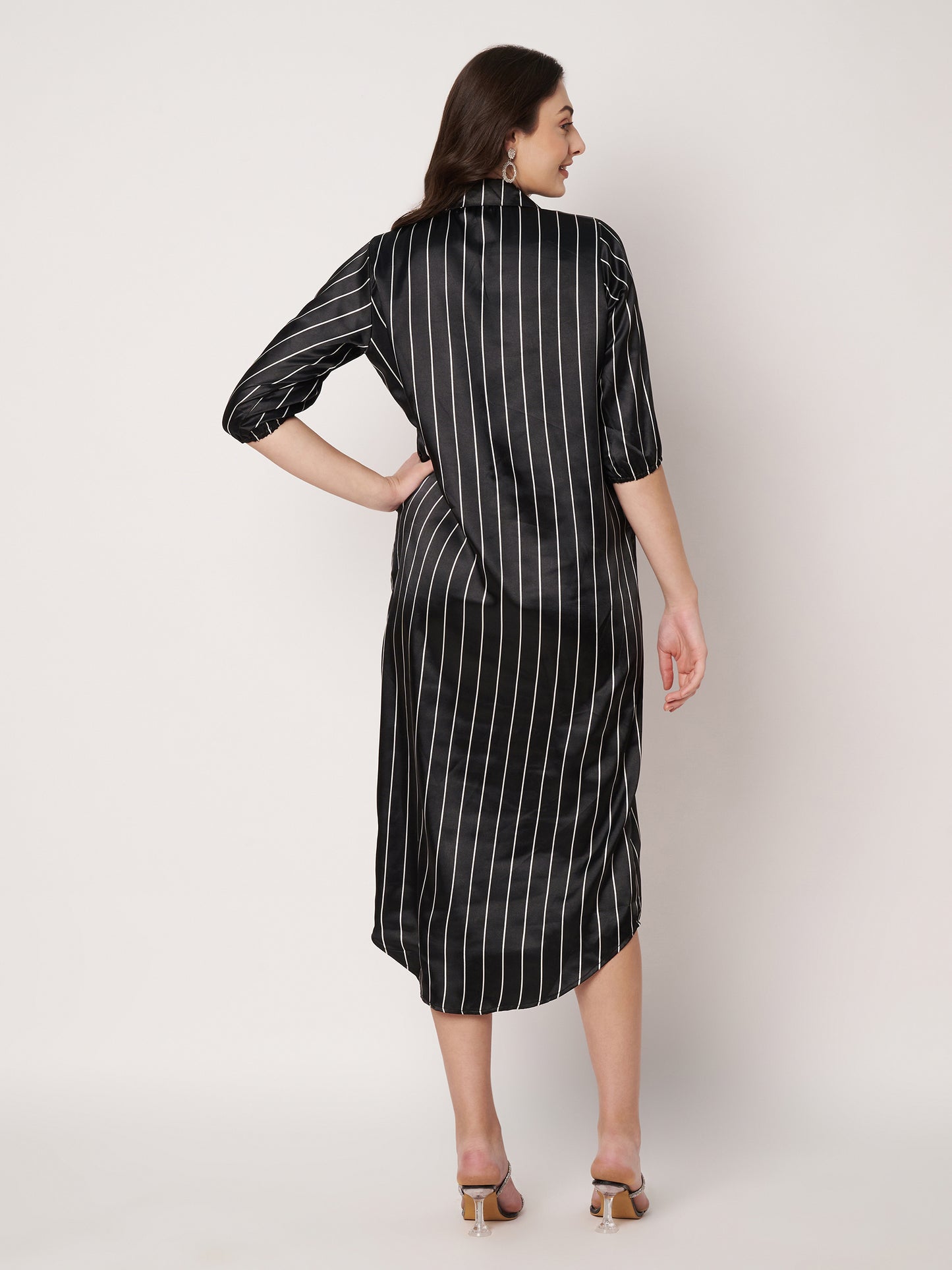 Kuberakshi- Black Strip Long shirt style dress