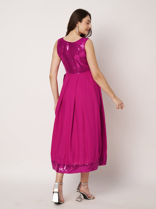 Kuberakshi- Hot Pink Long flary gown
