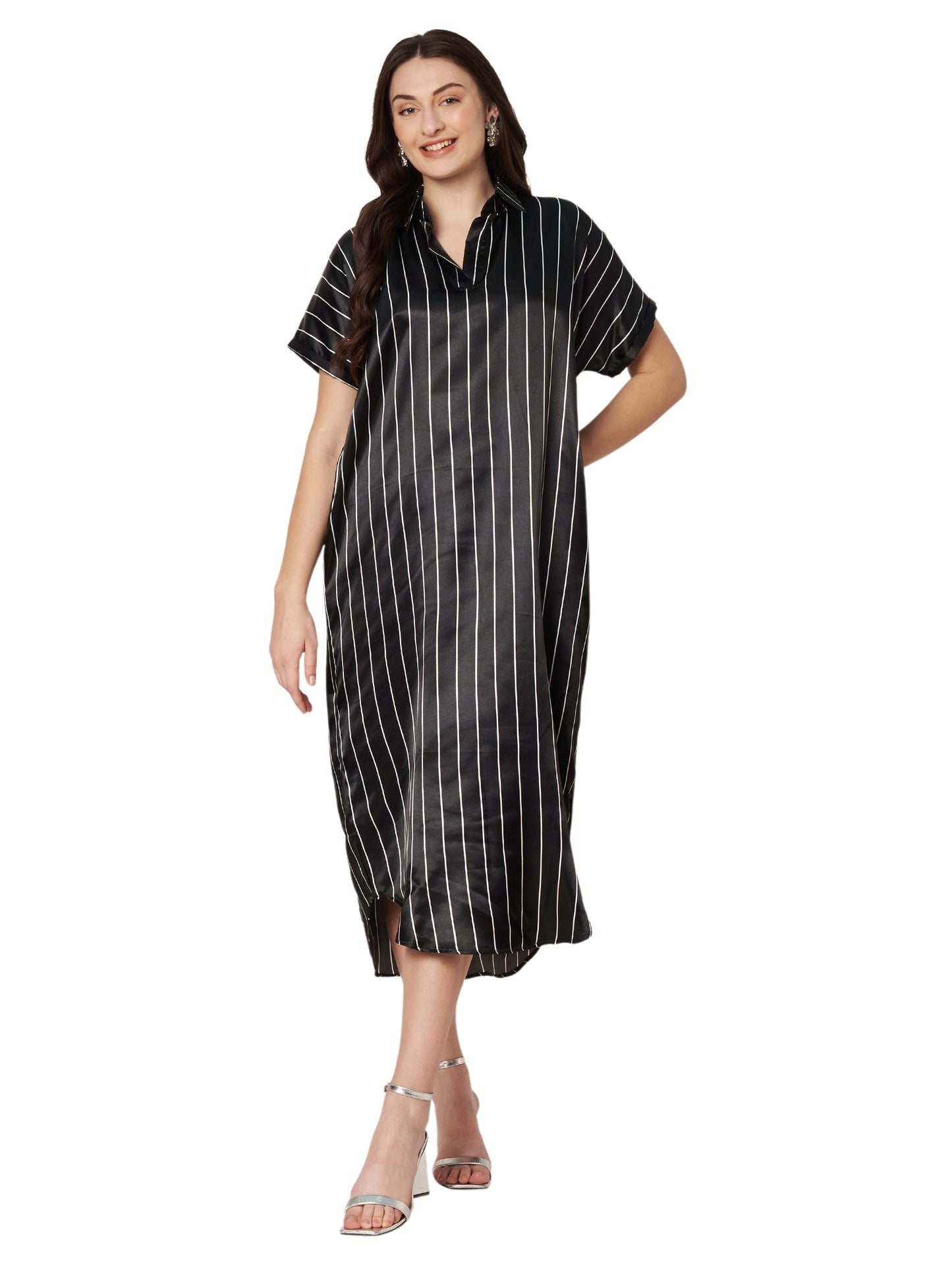 Kuberakshi-Black strips long dress with Korean sleeves