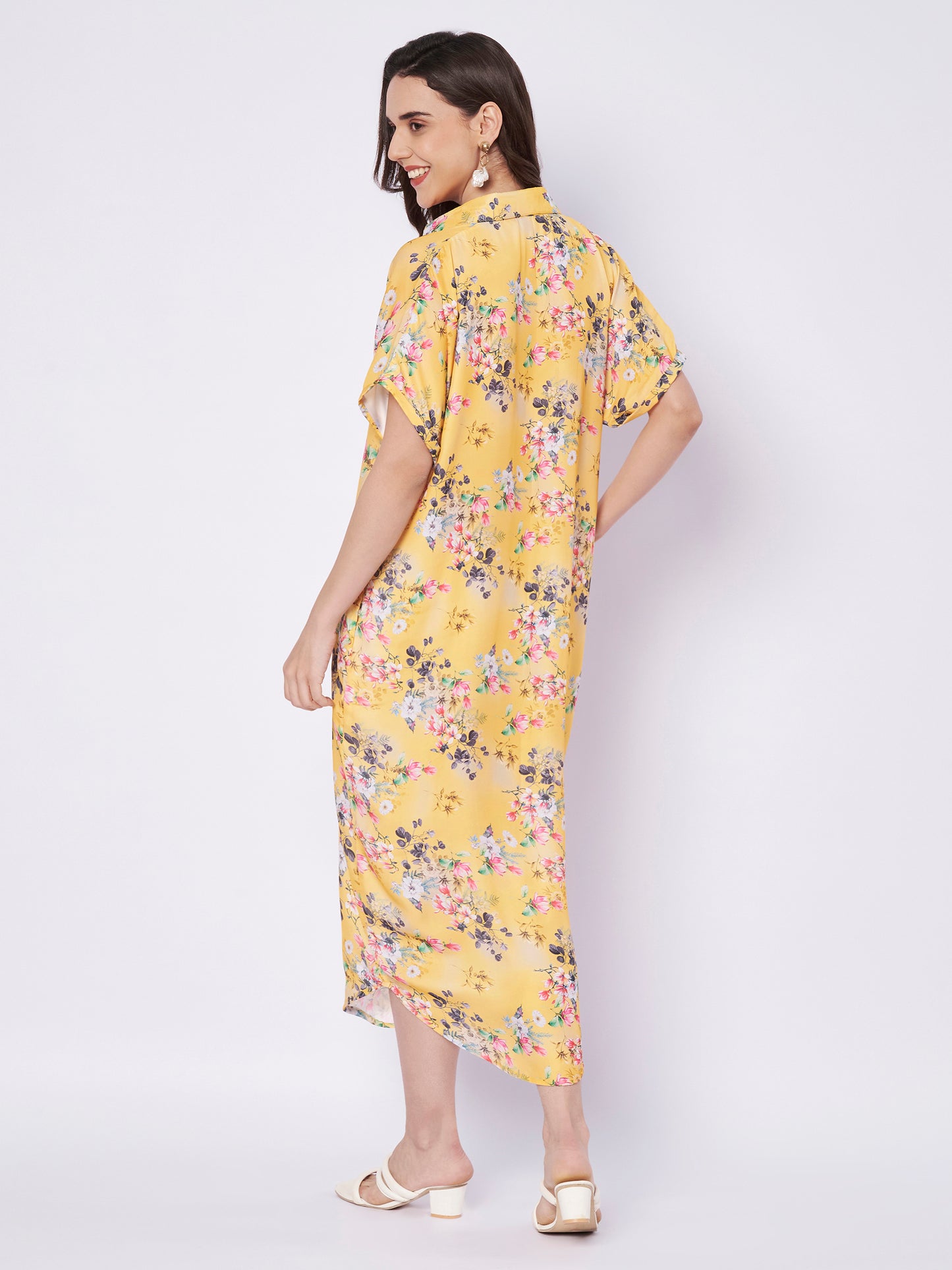 Kuberakshi Floral Print Shirt Midi Dress