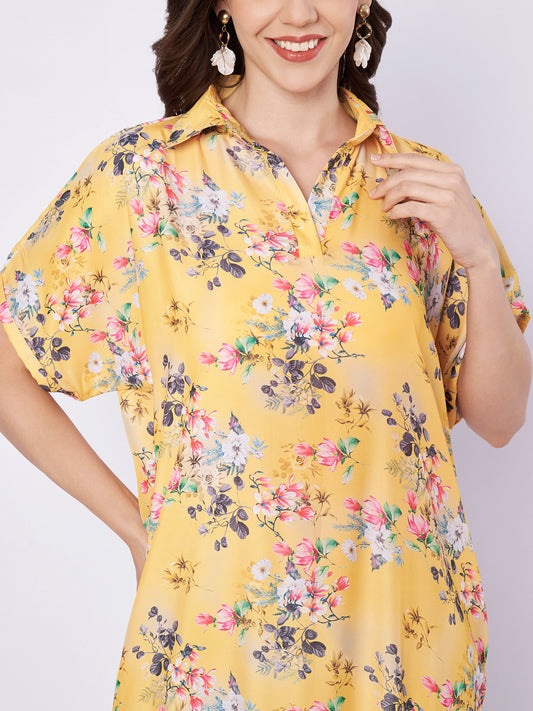 Kuberakshi Floral Print Shirt Midi Dress