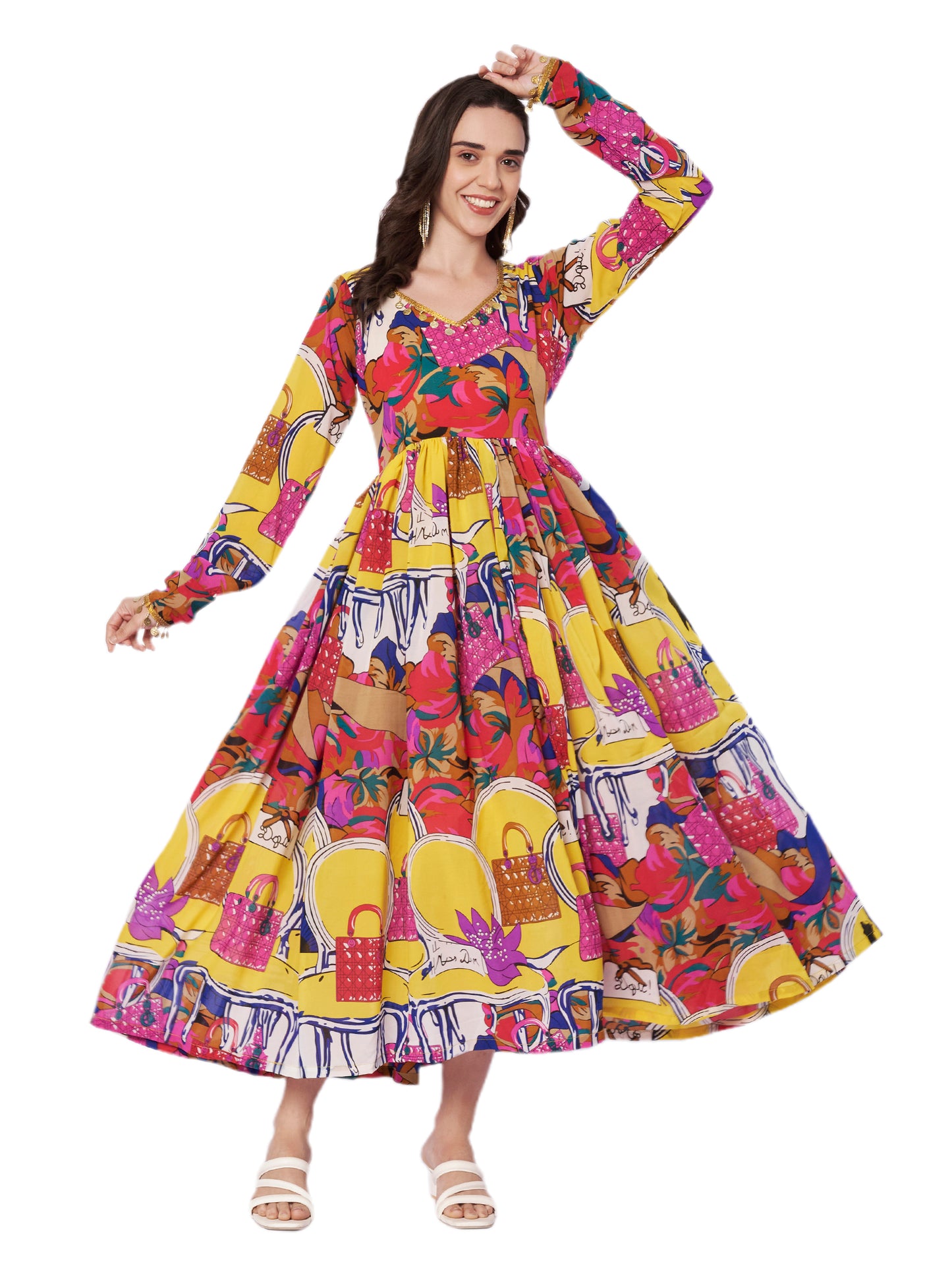 Kuberakshi Pop-Art Print Shirt Midi Dress