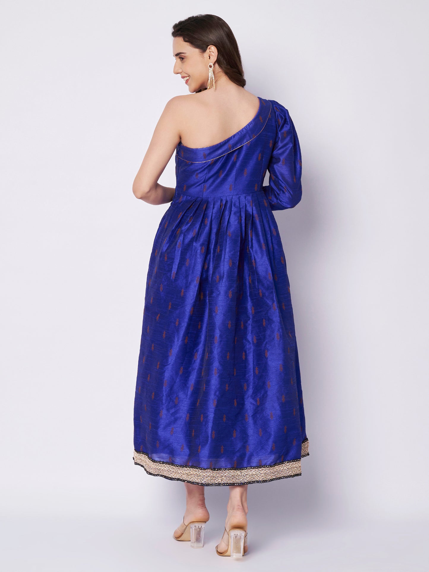 Kuberakshi One-Shoulder Festive Anarkali Midi Dress