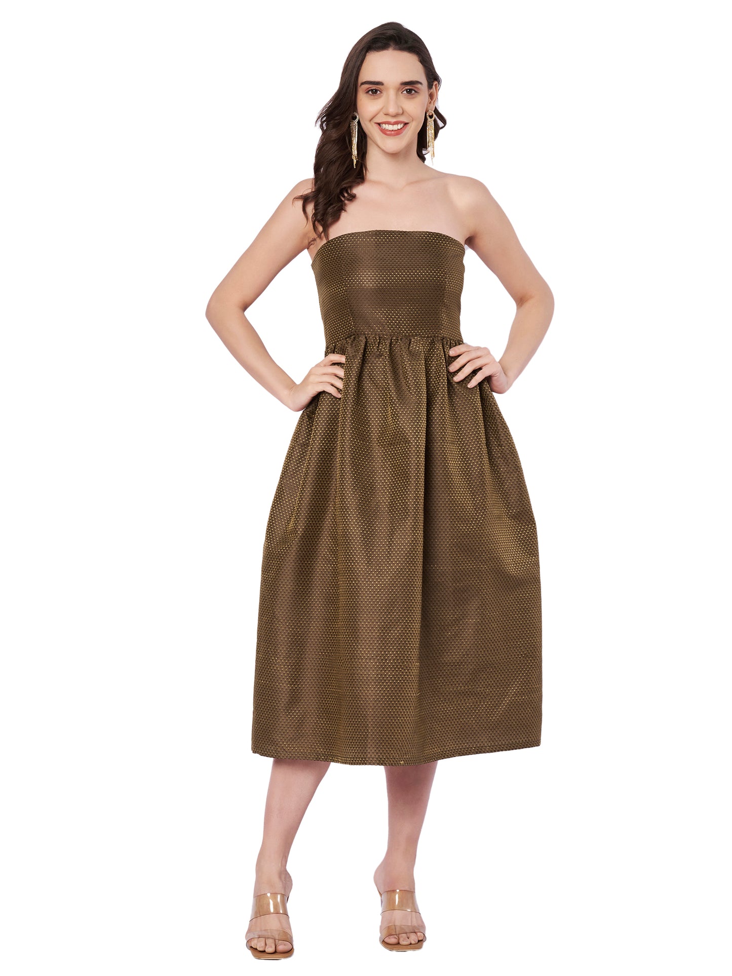 Kuberakshi Textured Strapless Midi Dress