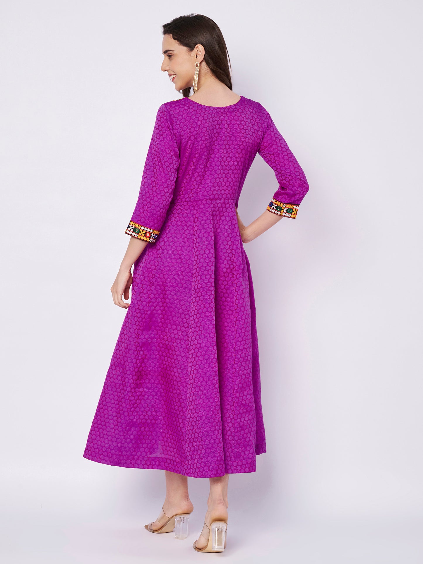 Kuberakshi Embroidered V-Neck Anarkali Midi Dress