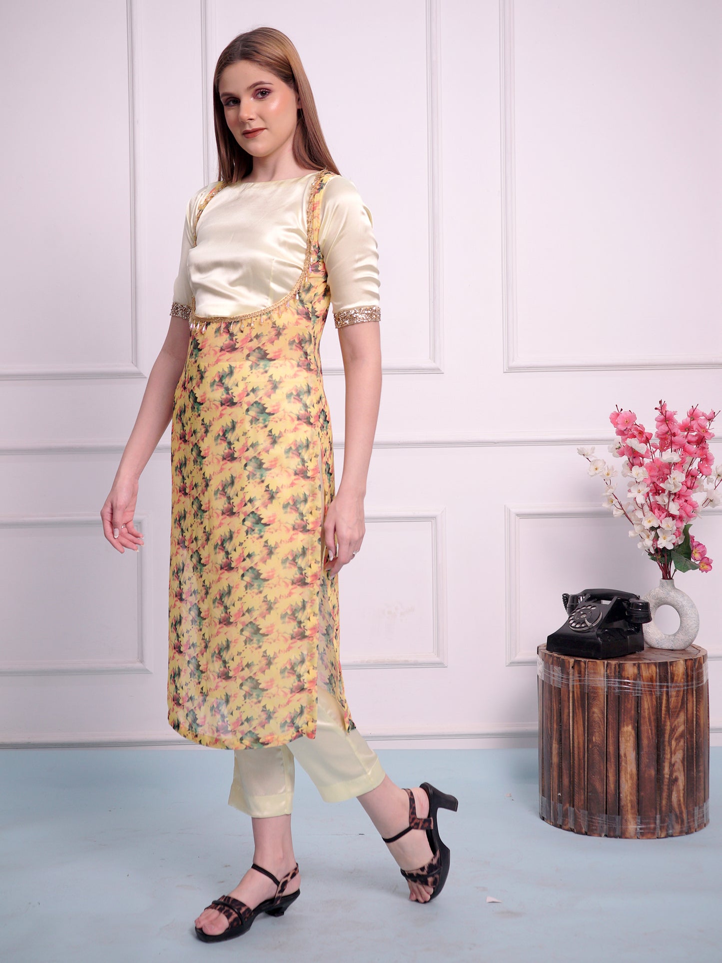 Three Piece kurti plazzo set