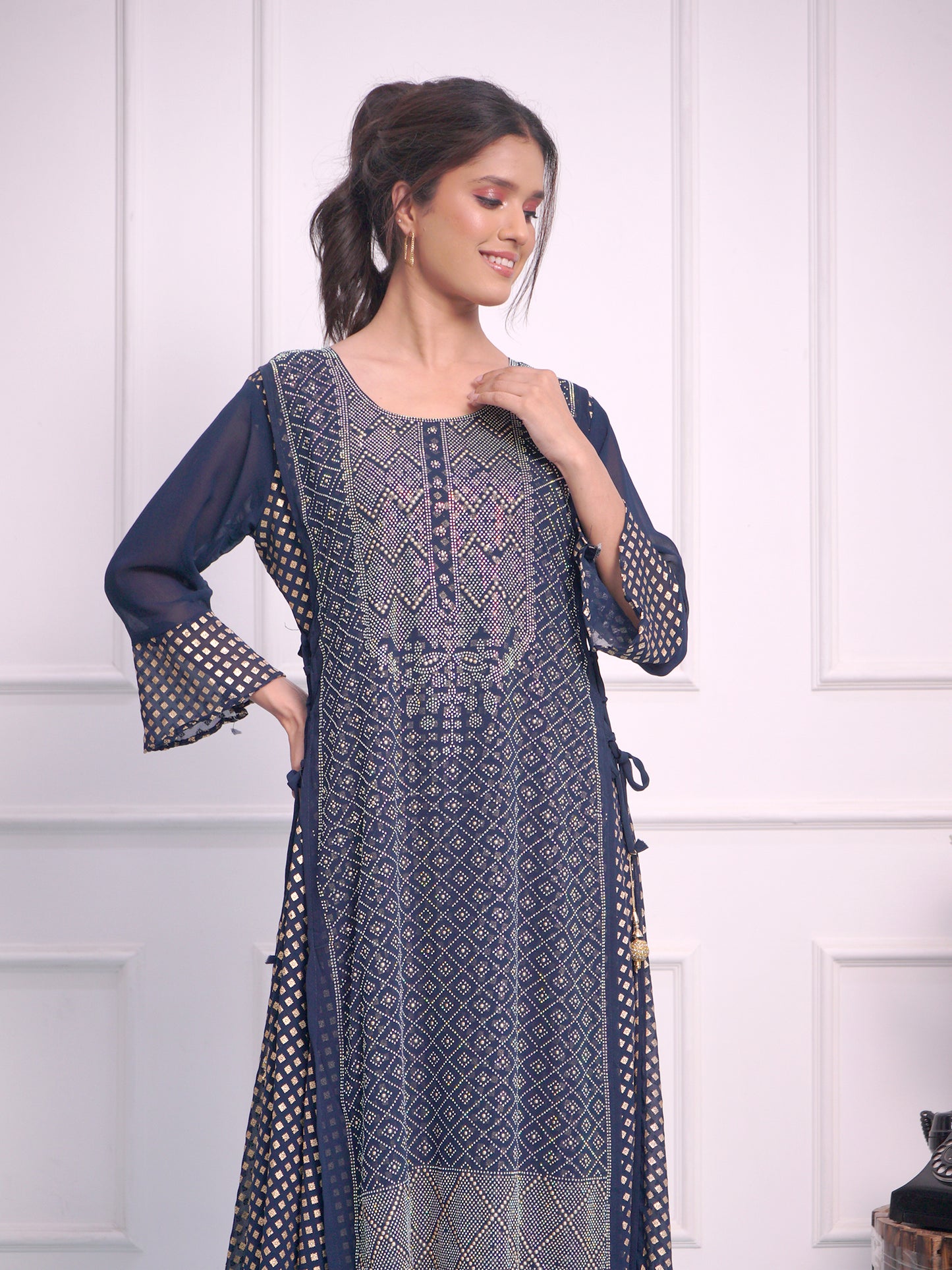 Double Layered Dress with Seroski work