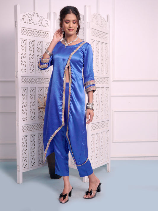 Heavy satin Long Kurti with Plazzo Pant
