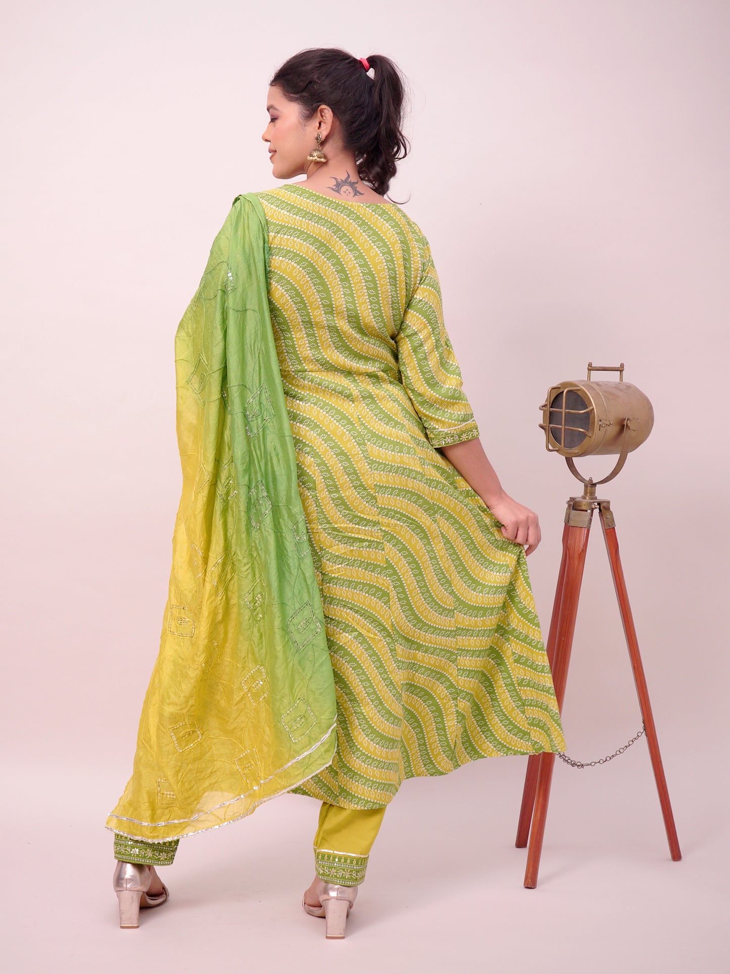 Green Jaipuri Print Frock Suit