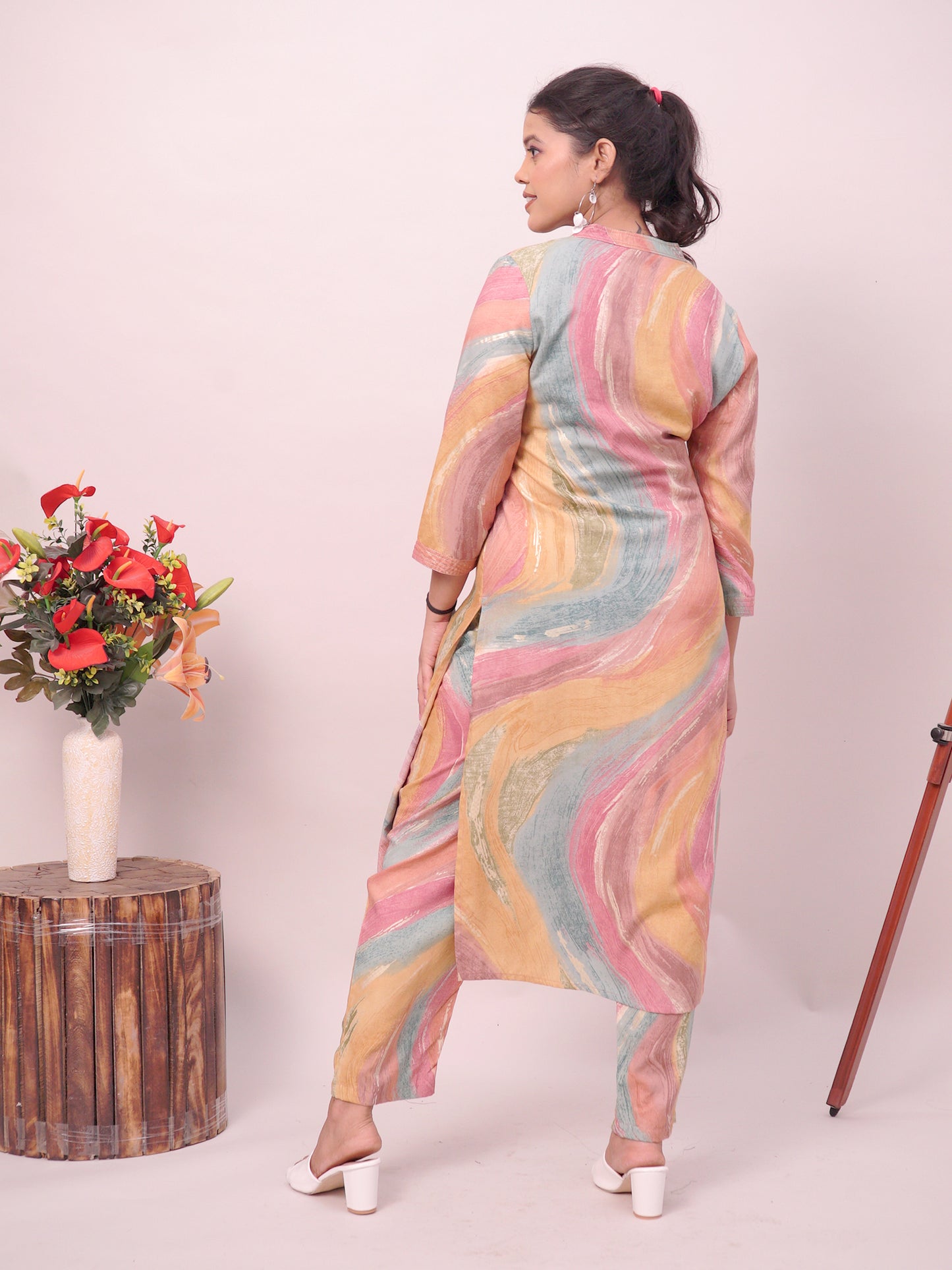 Multi colour Long kurta style Cord Set