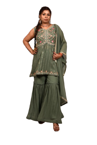 Kuberakshii Pastel green Colour Garara Set suit for Women |Girls| Ladies
