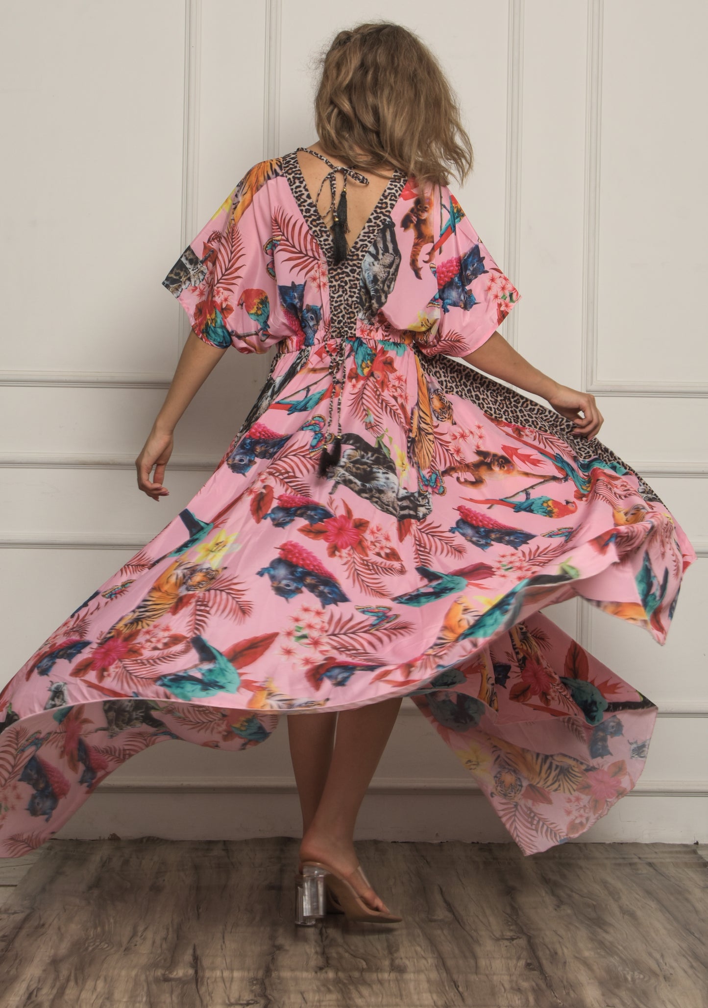 Krakshi - Dusty Pink Floral Flary Dress for Women
