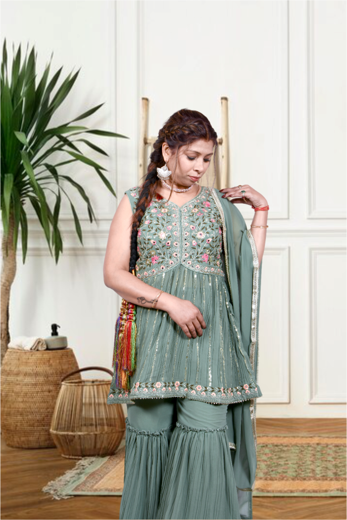 Pastel green Colour Garara Set suit for Women |Girls| Ladies