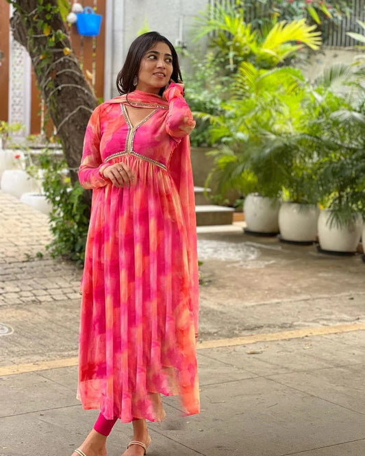 Hot Pink Anarkali Kurti with Dupatta for Women| Girls |Ladies|