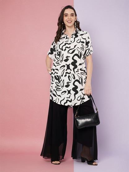 Kuberakshi Abstract Print Shirt Kurti with Palazzo Set