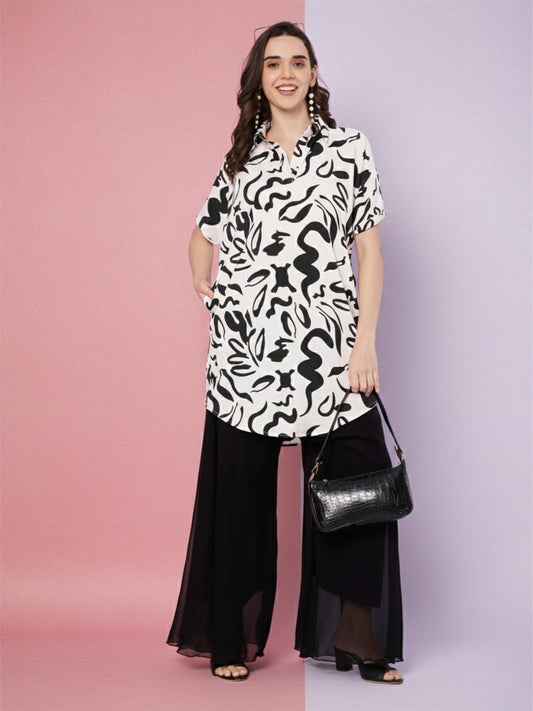 Kuberakshi Abstract Print Shirt Kurti with Palazzo Set