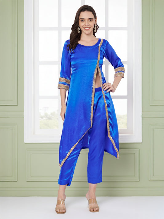 Heavy satin Long Kurti with Plazzo Pant