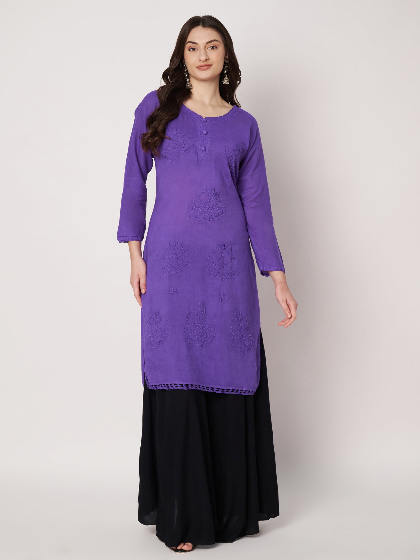 Kuberakshi -Chikankari Kurtis- Purple |women |Girls