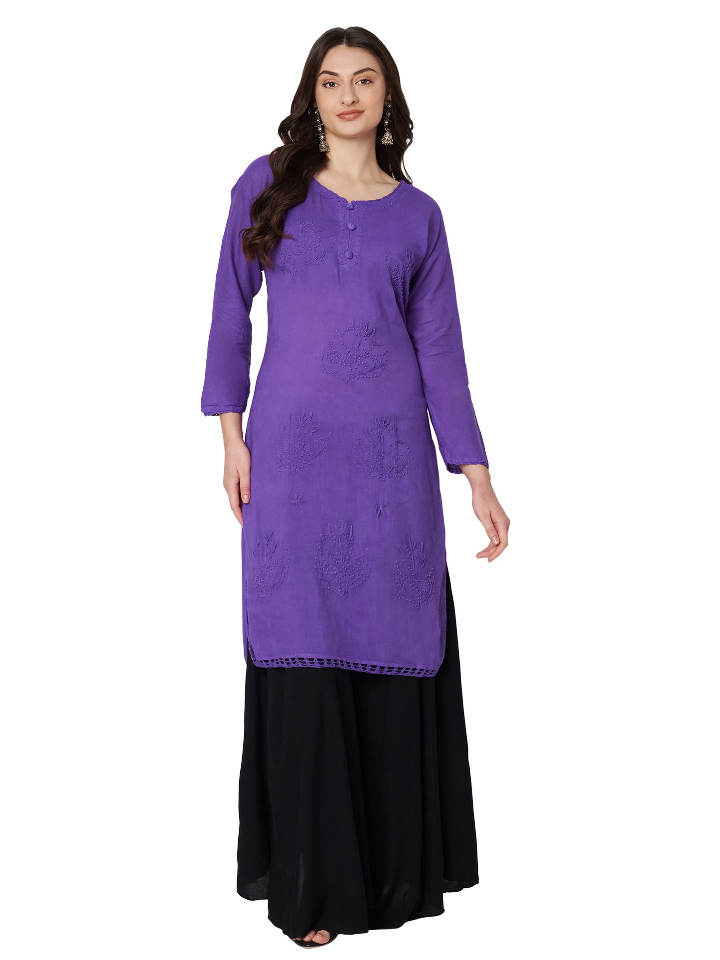 Kuberakshi -Chikankari Kurtis- Purple |women |Girls
