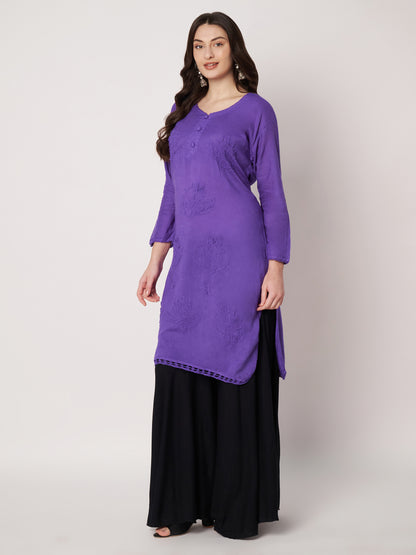 Kuberakshi -Chikankari Kurtis- Purple |women |Girls