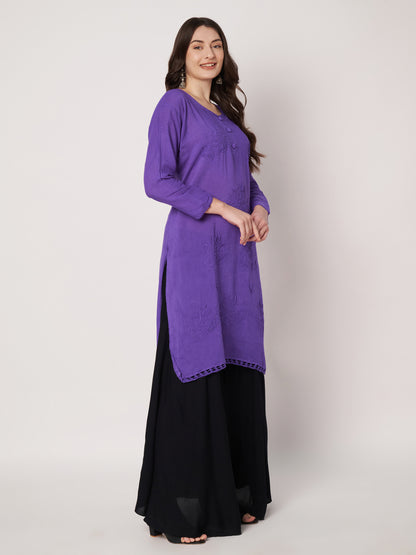 Kuberakshi -Chikankari Kurtis- Purple |women |Girls