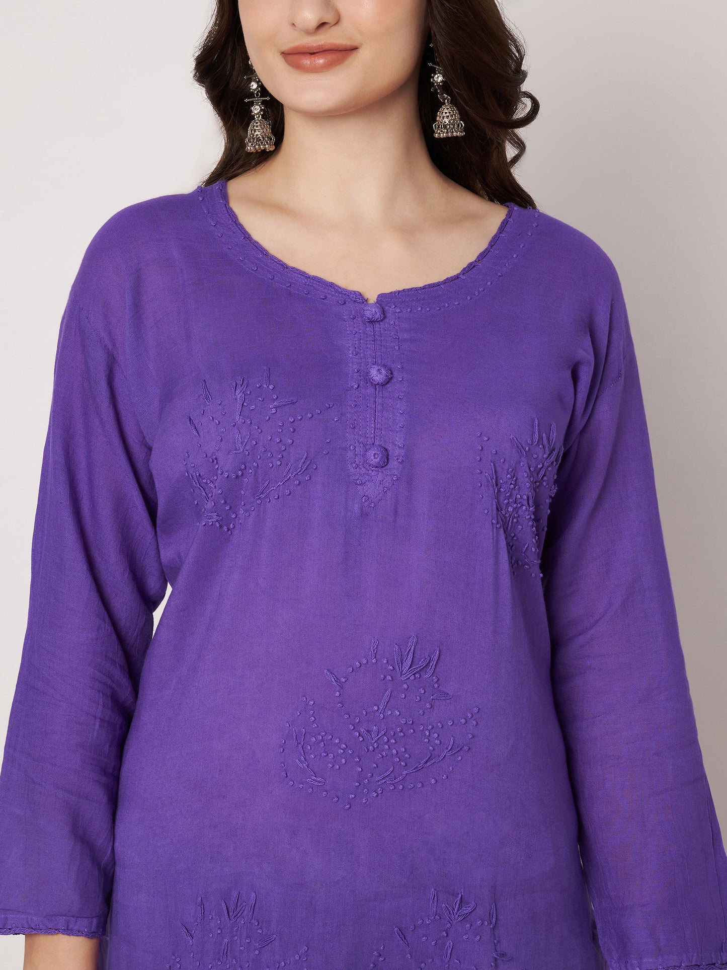 Kuberakshi -Chikankari Kurtis- Purple |women |Girls