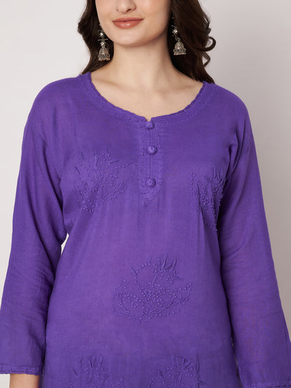 Kuberakshi -Chikankari Kurtis- Purple |women |Girls