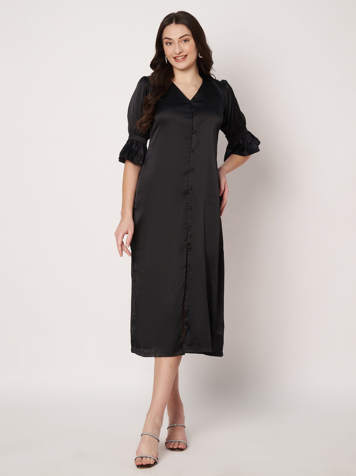Kuberakshi-Black Crape long Shirt