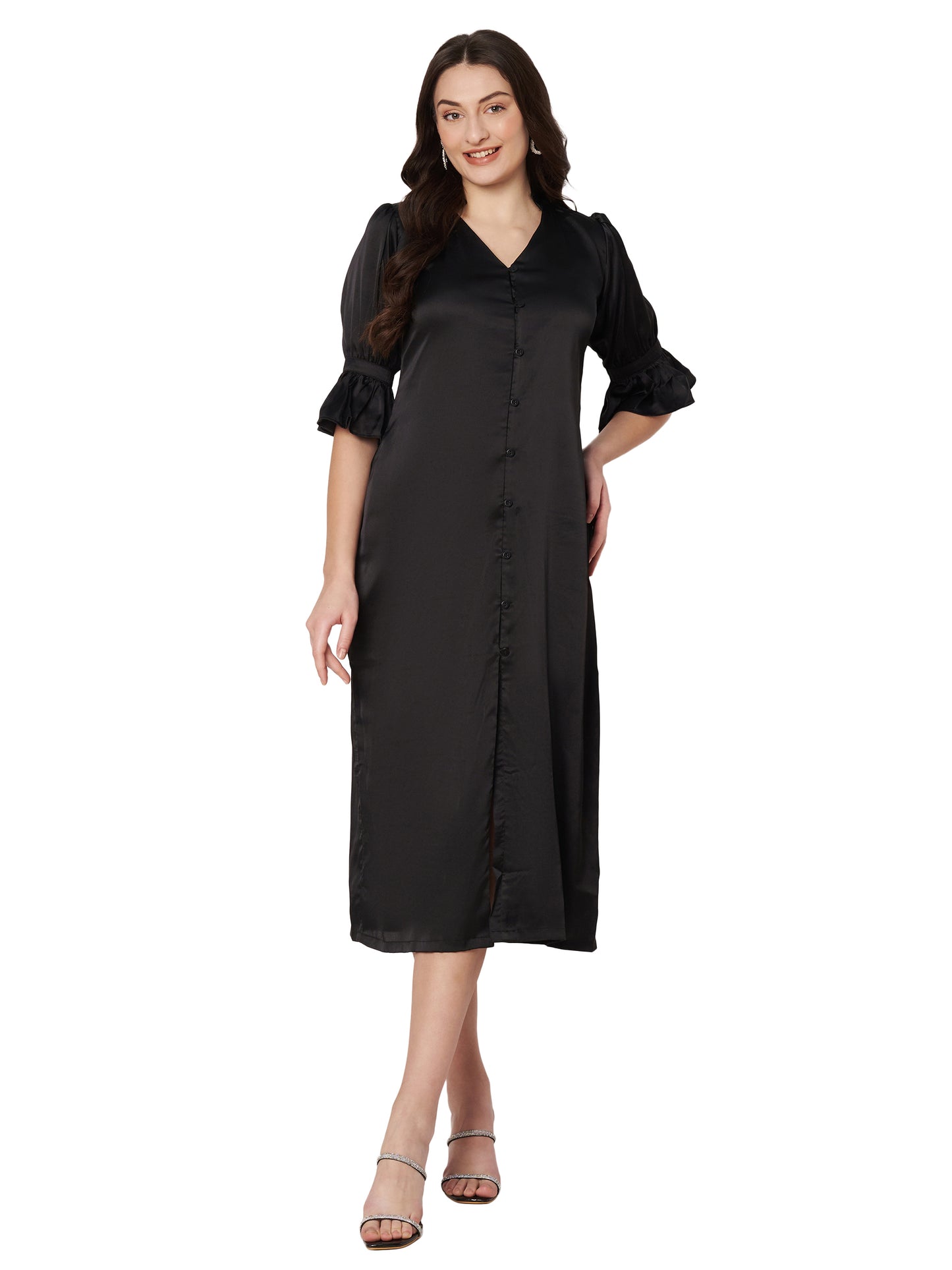 Kuberakshi-Black Crape long Shirt