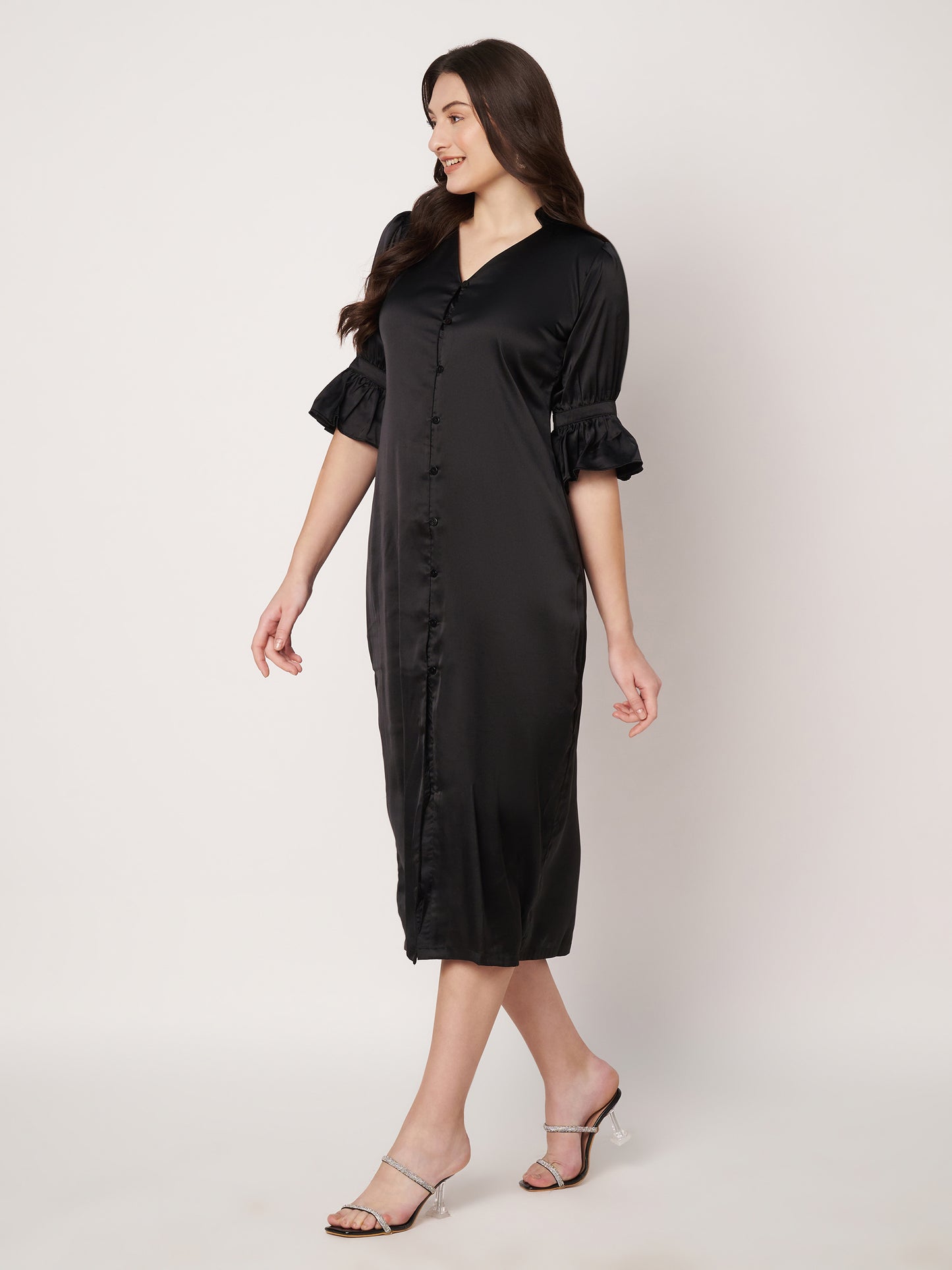 Kuberakshi-Black Crape long Shirt