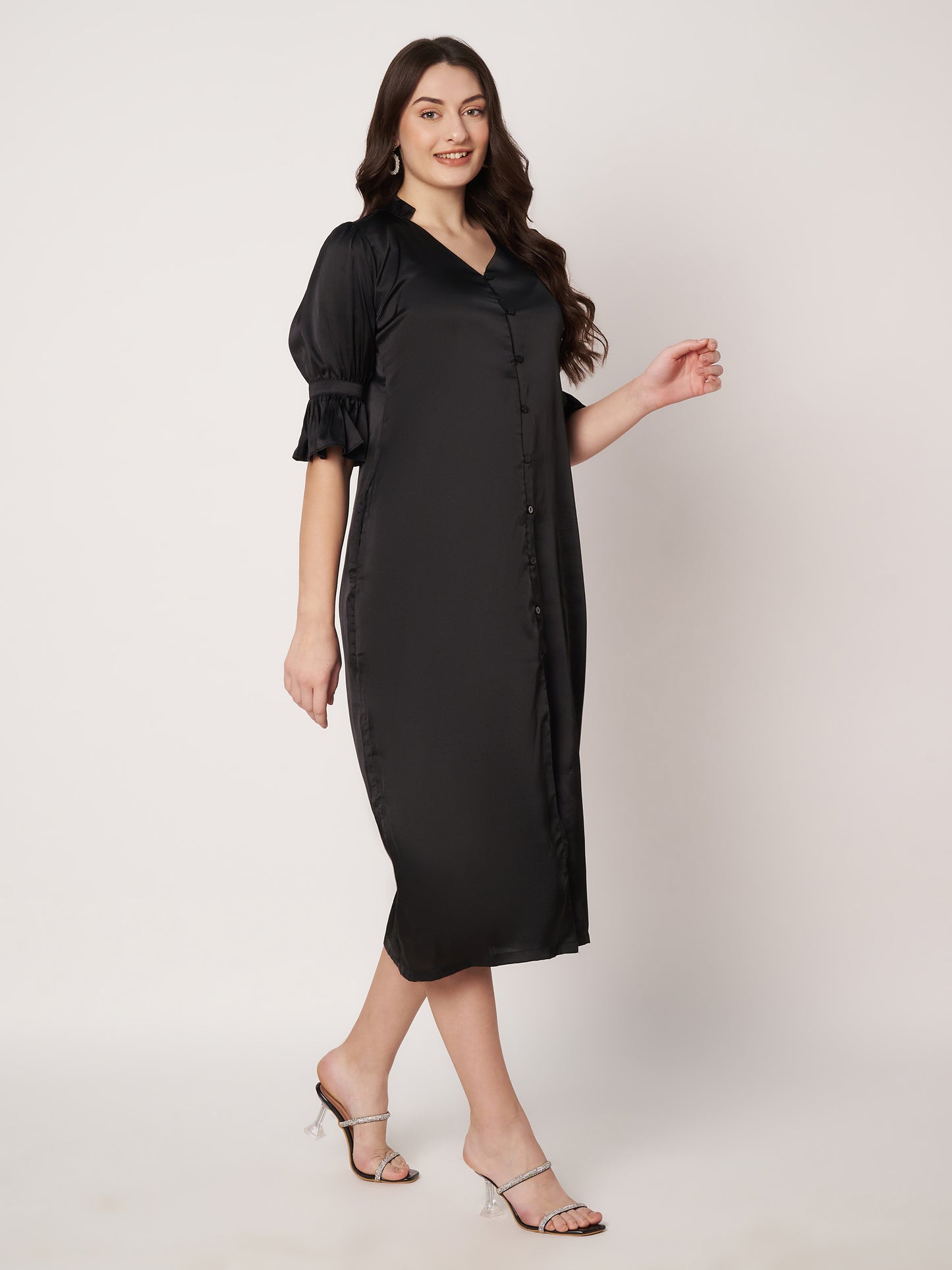 Kuberakshi-Black Crape long Shirt