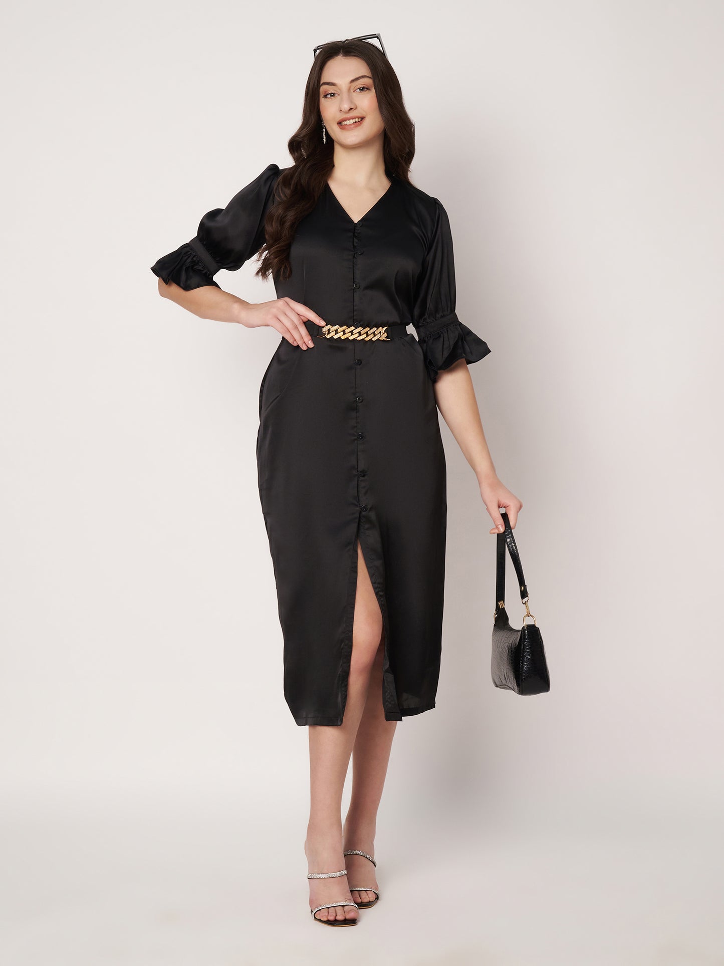 Kuberakshi-Black Crape long Shirt