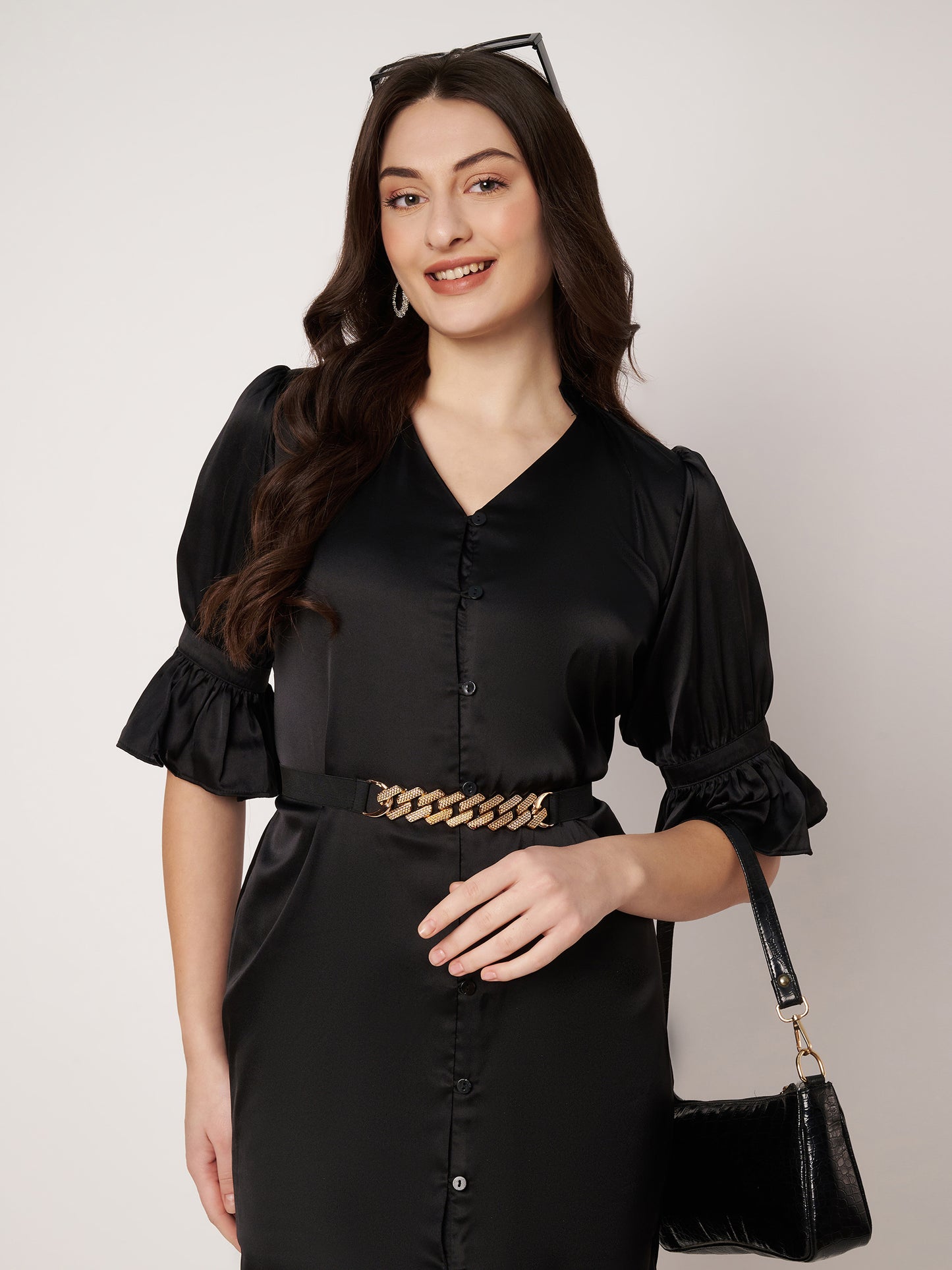 Kuberakshi-Black Crape long Shirt