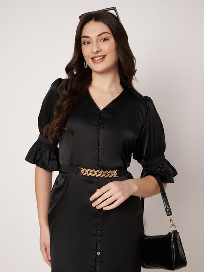 Kuberakshi-Black Crape long Shirt