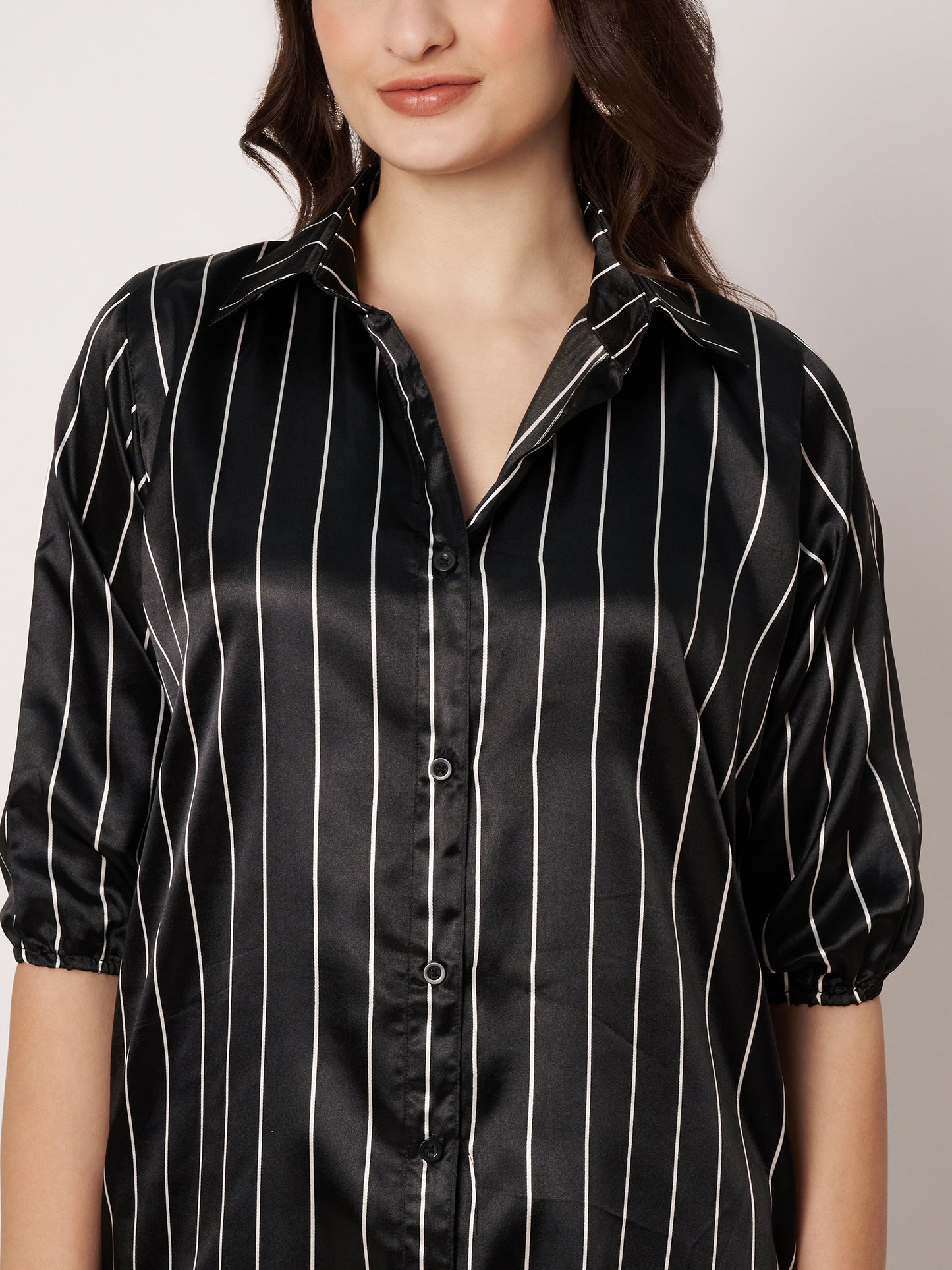 Kuberakshi- Black Strip Long shirt style dress