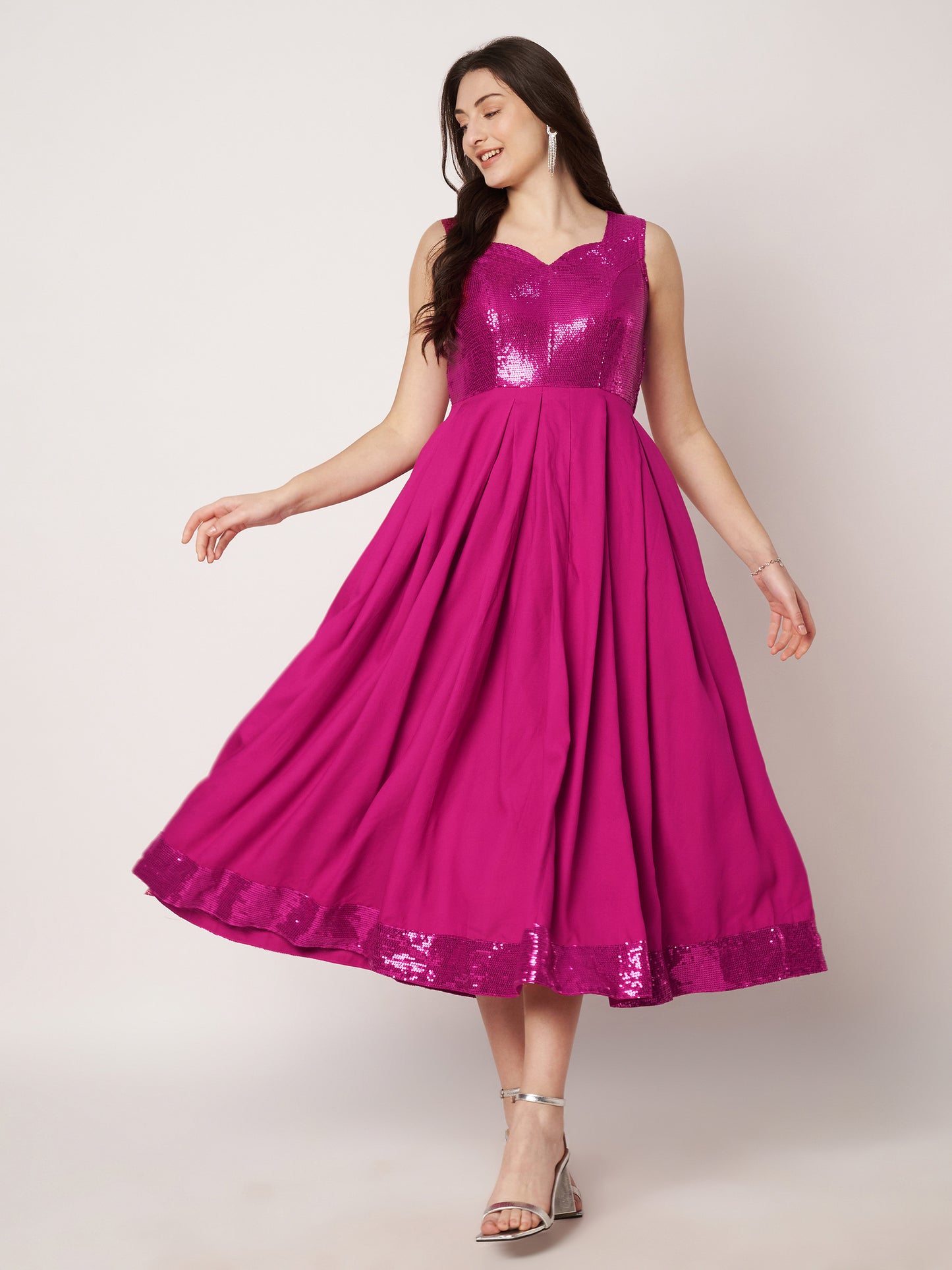 Kuberakshi- Hot Pink Long flary gown