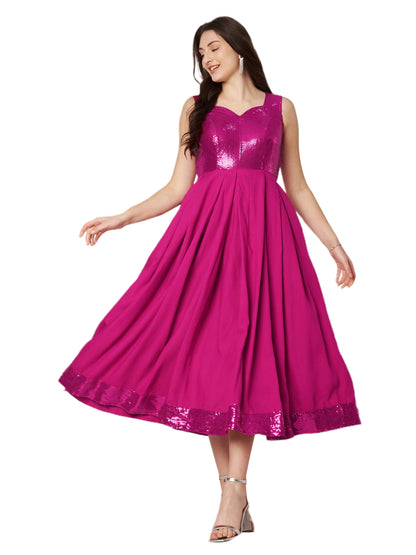 Kuberakshi- Hot Pink Long flary gown