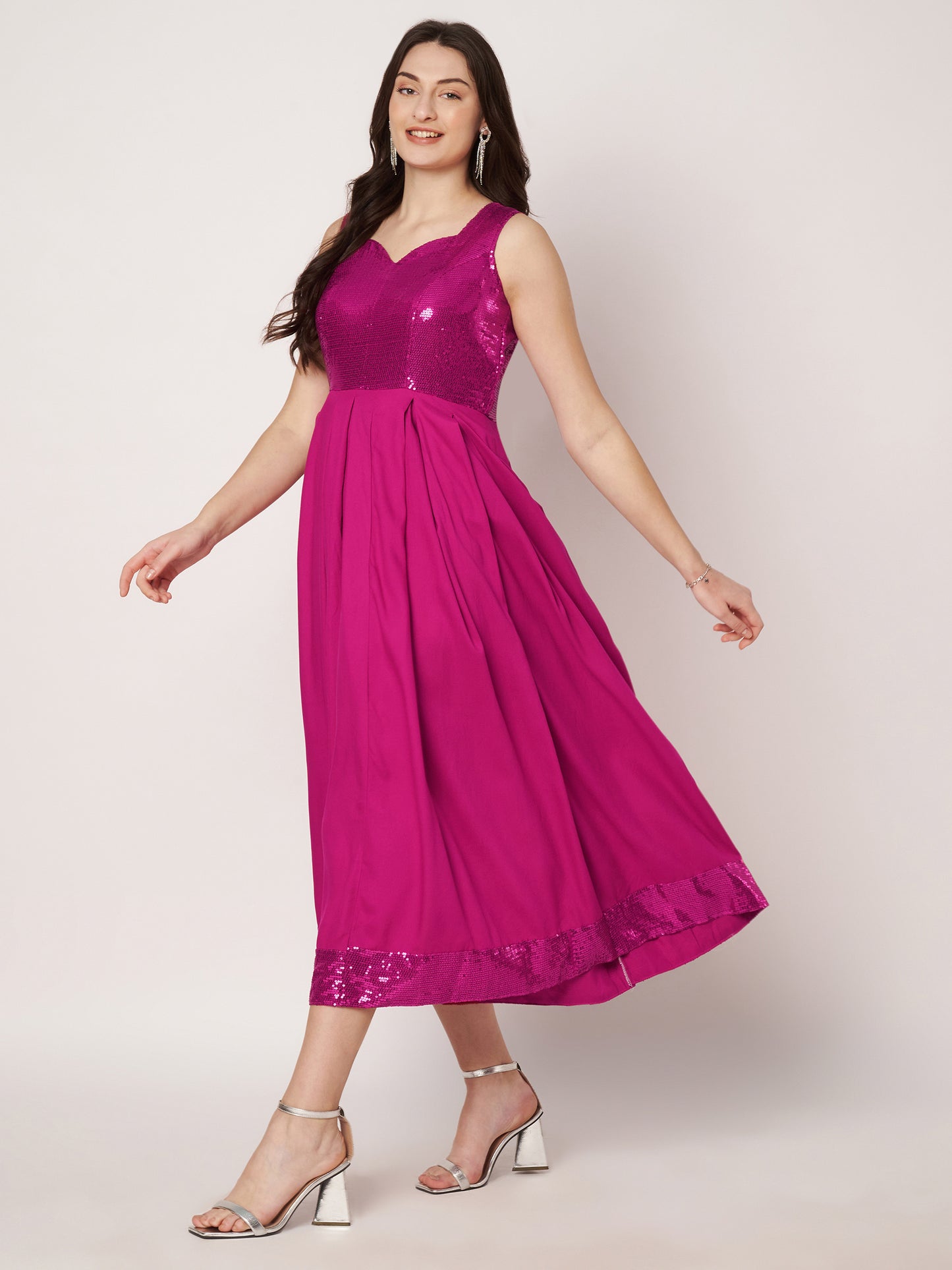 Kuberakshi- Hot Pink Long flary gown