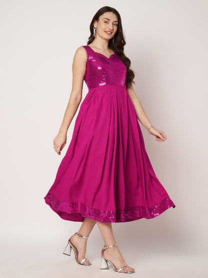 Kuberakshi- Hot Pink Long flary gown