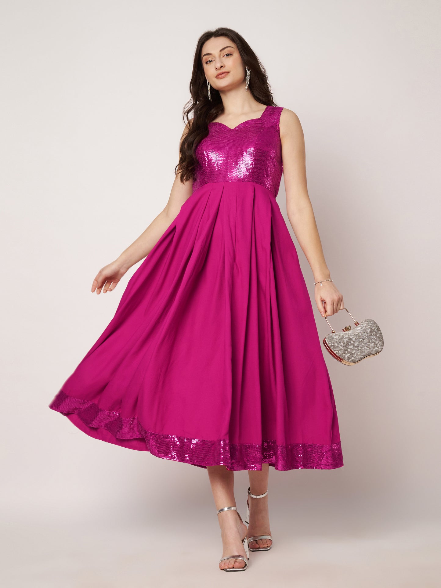 Kuberakshi- Hot Pink Long flary gown