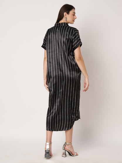 Kuberakshi-Black strips long dress with Korean sleeves