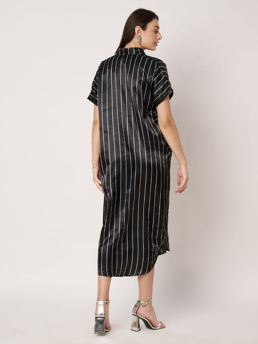 Kuberakshi-Black strips long dress with Korean sleeves
