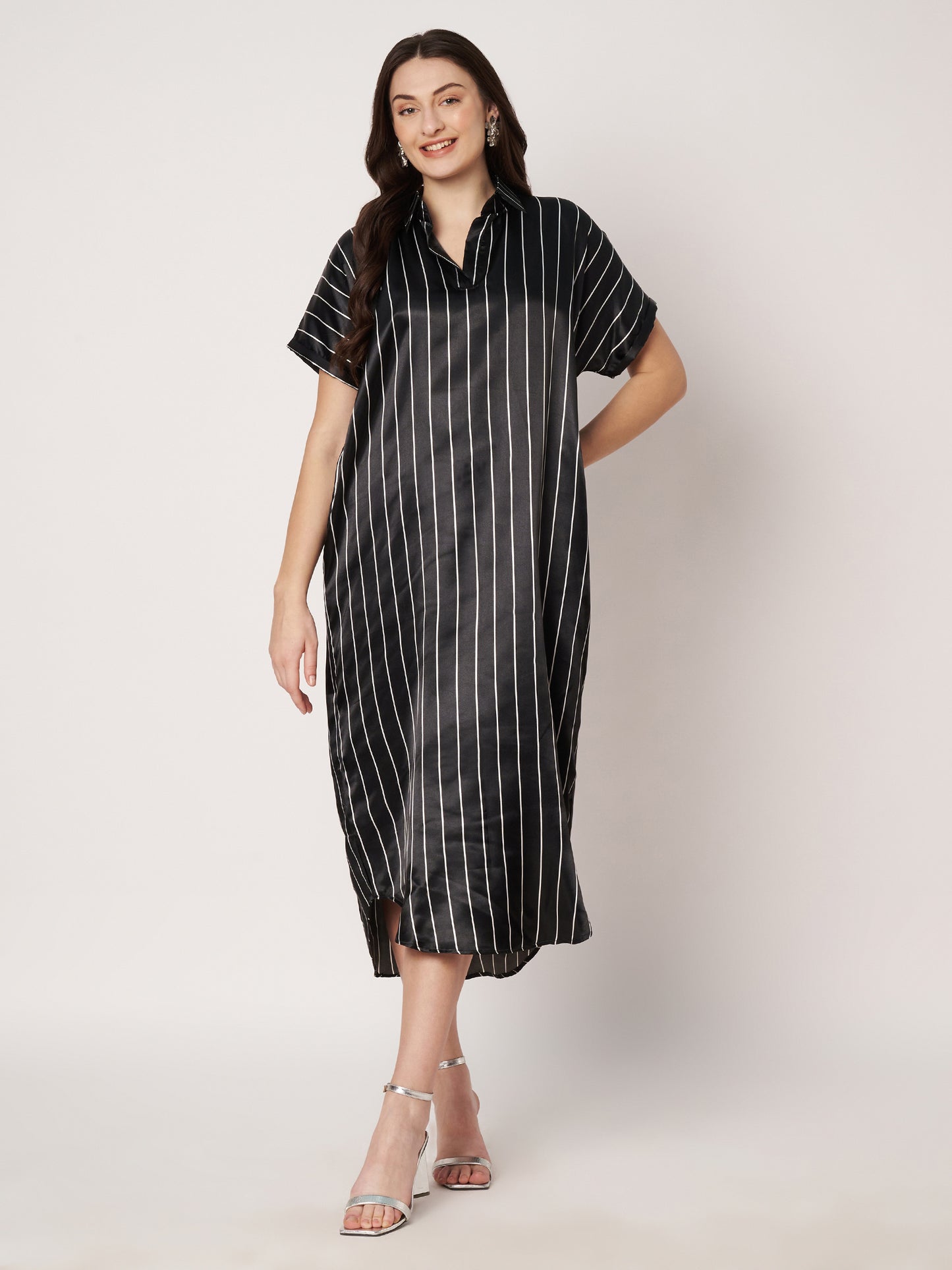 Kuberakshi- Black strip print long  Dress