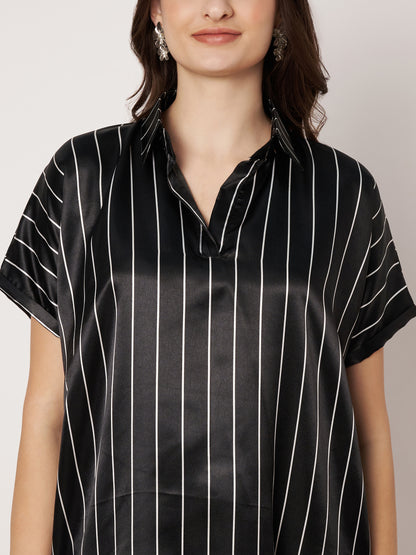 Kuberakshi-Black strips long dress with Korean sleeves