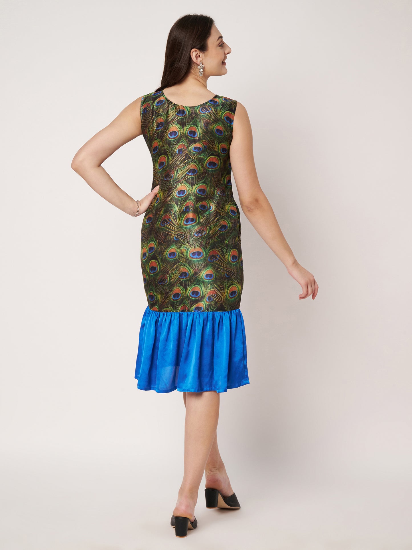 Kuberakshi-Peacock print  long dress