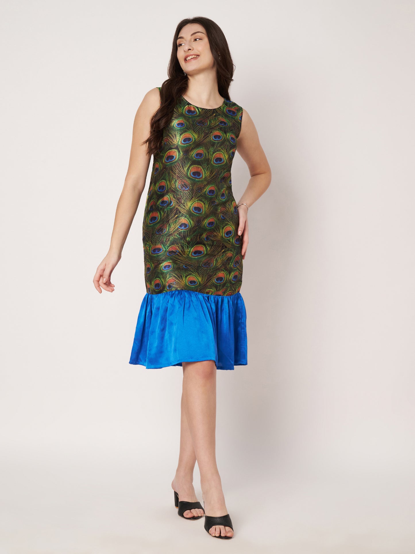 Kuberakshi-Peacock print  long dress