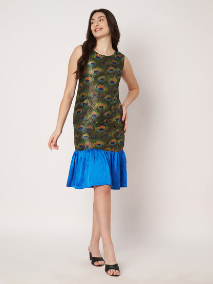 Kuberakshi-Peacock print  long dress