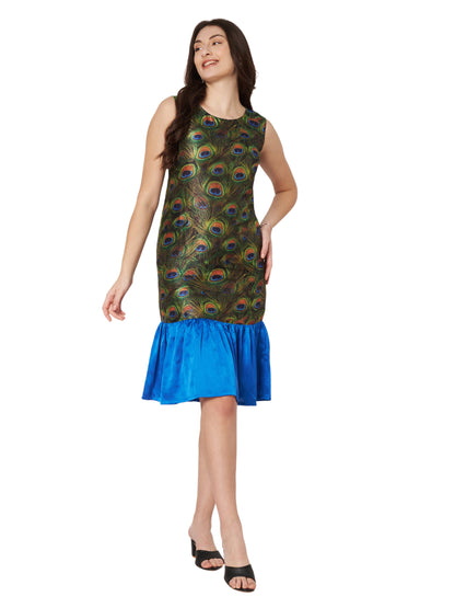 Kuberakshi-Peacock print  long dress